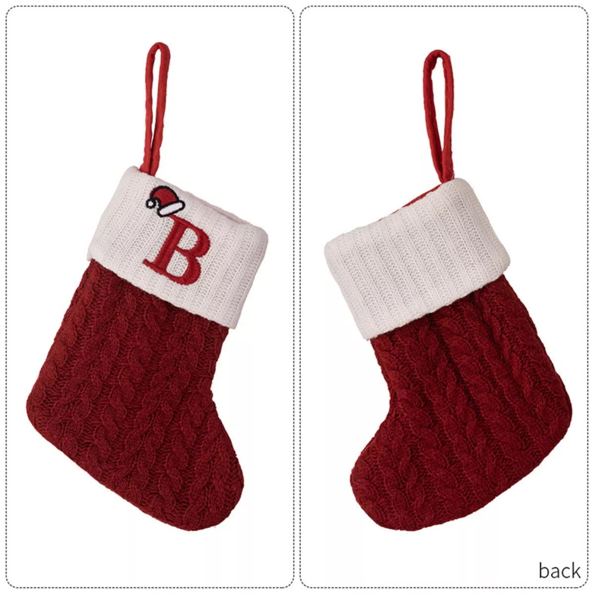Flat Lay of Cable-Knit Contrast Christmas Stockings and Gifts