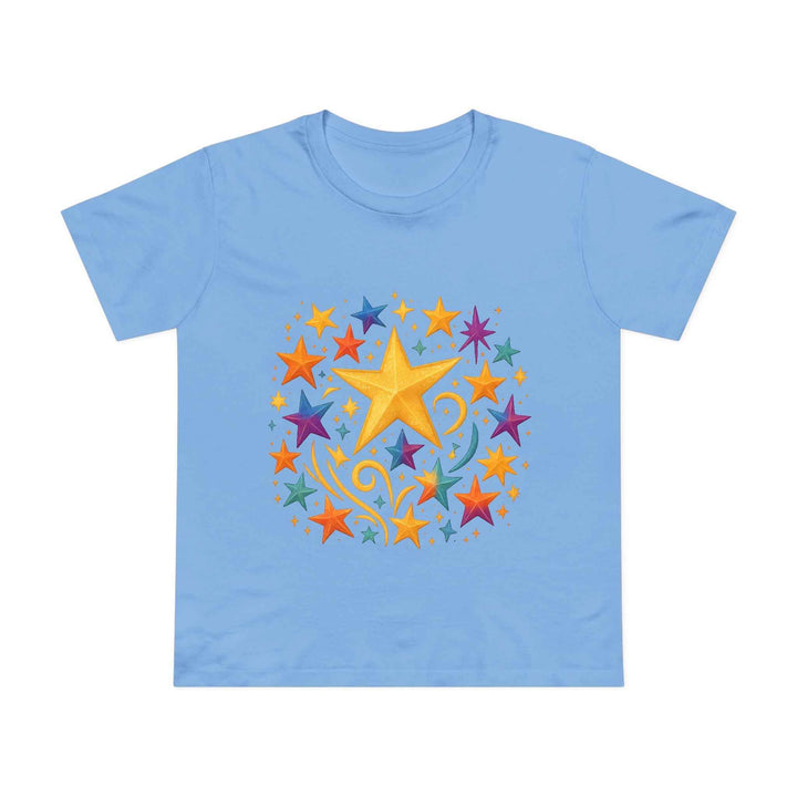 Women’s Vibrant Star Tee-100% Cotton Star Print T-Shirt