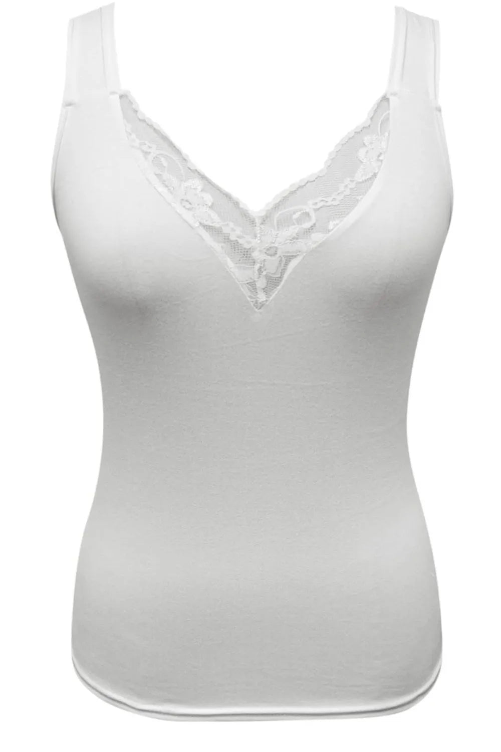 Flat lay of lace detail tank top with accessories

