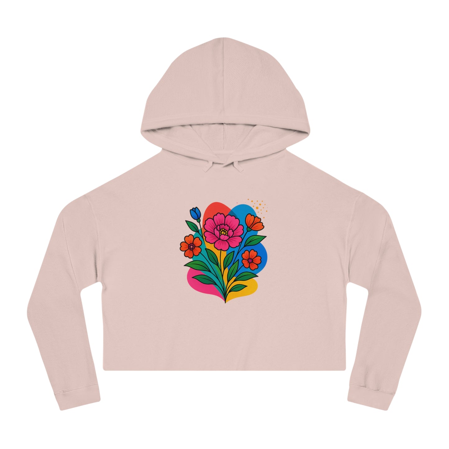 Floral cropped hoodie – adjustable hood and drawstrings