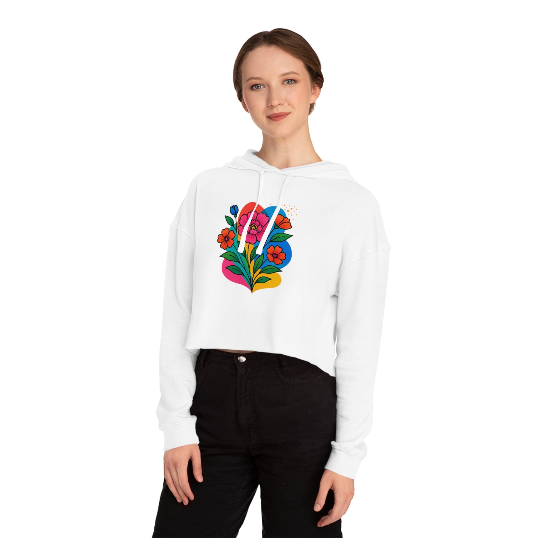 Floral cropped hoodie – gift-ready folded in box with tag