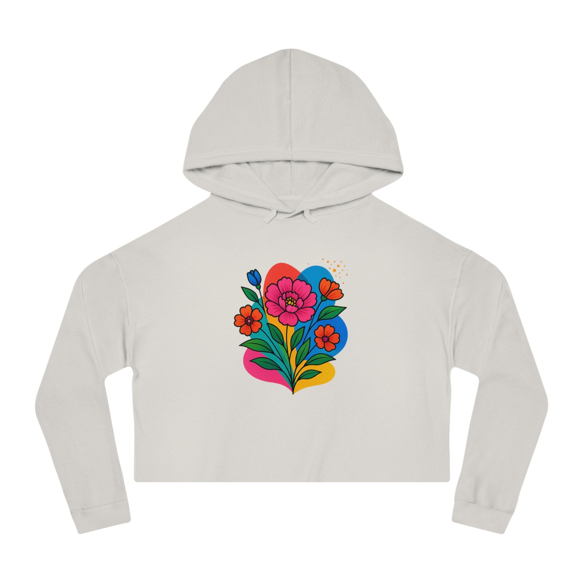 Floral cropped hoodie – ribbed cuffs detail shot