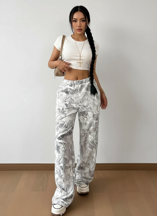 Flowing Abstract Print Wide Leg Women's Pants in Geometric Patterns – Boho Vibes Unleashed