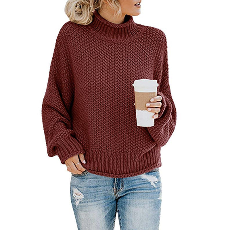 Folded turtleneck pullover sweater stack – neutral and seasonal colors