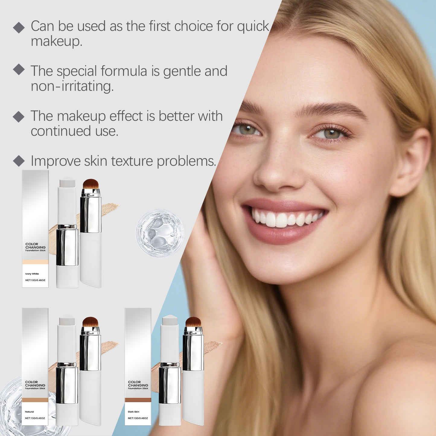 Foundation stick in bag – on-the-go touch-ups made easy