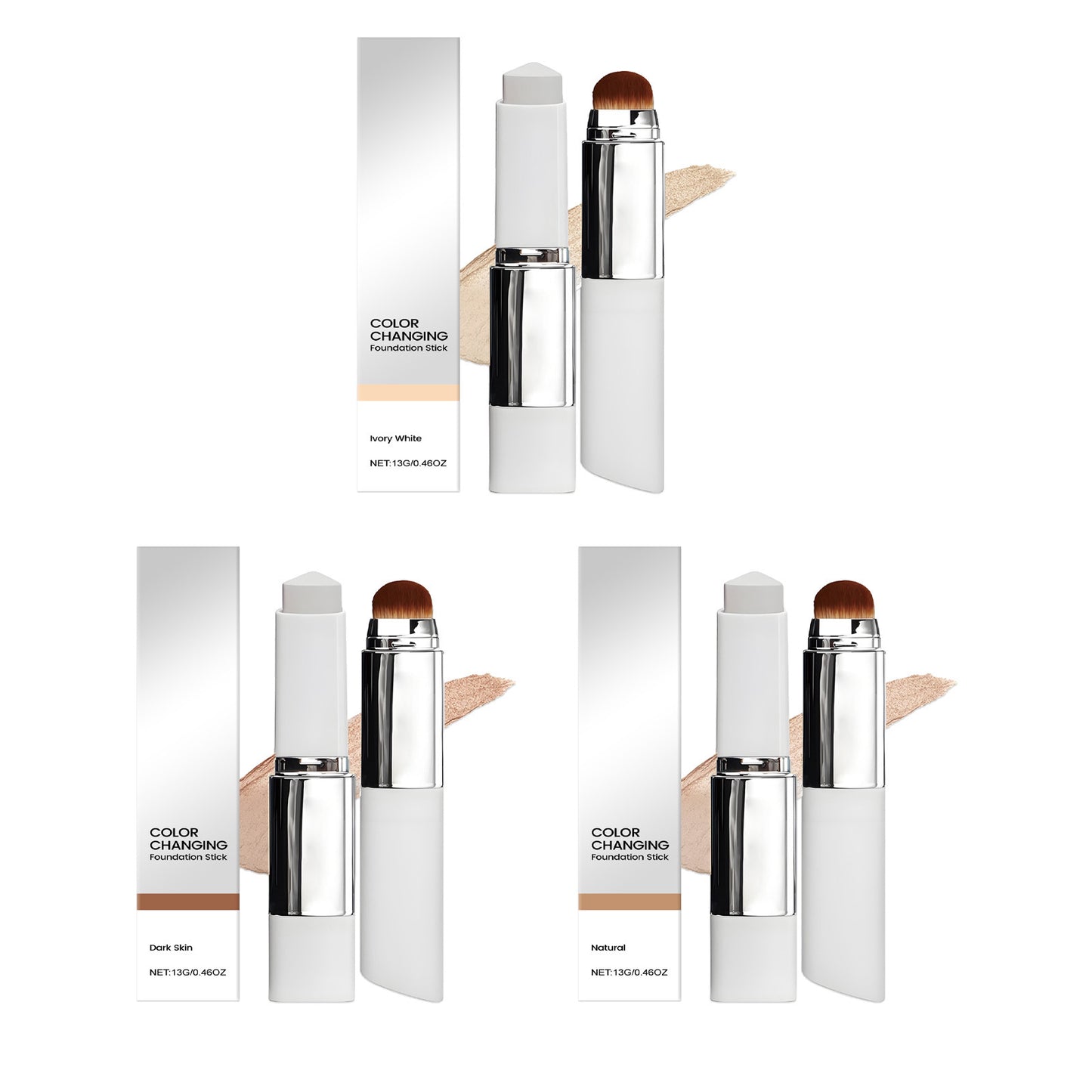 Foundation stick on skin – buildable coverage before/after