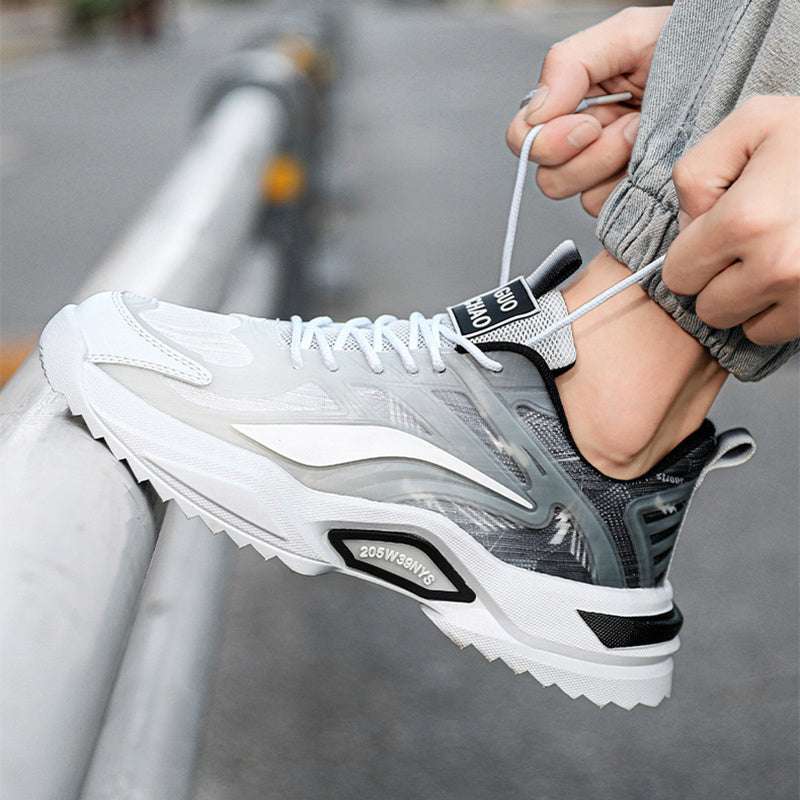Front lace-up detail on PU leather men's sneakers

