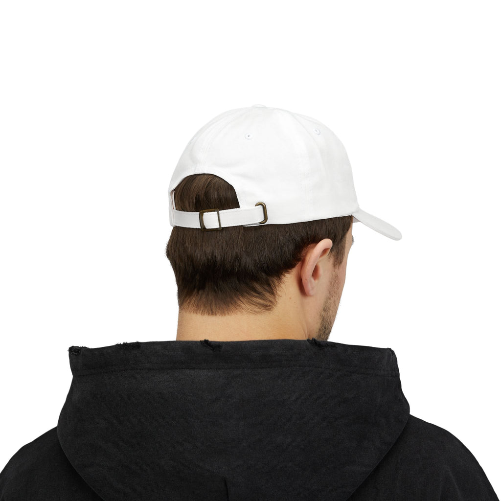 Front-view portrait of a man in a black and a woman in a red cap, both embroidered with a climber on a sunlit mountain and the slogan “Believe in Your Strength,” on a plain white backdrop.







