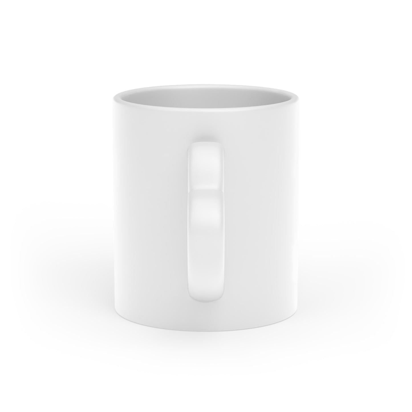 White ceramic mug with heart-shaped handle