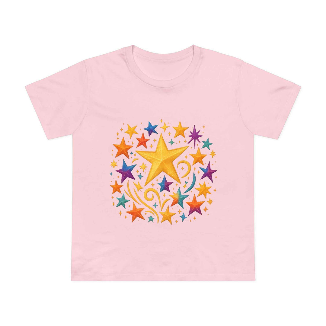 Women’s Vibrant Star Tee-100% Cotton Star Print T-Shirt