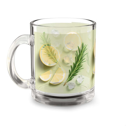 Clear 10oz heat-resistant glass mug with handle