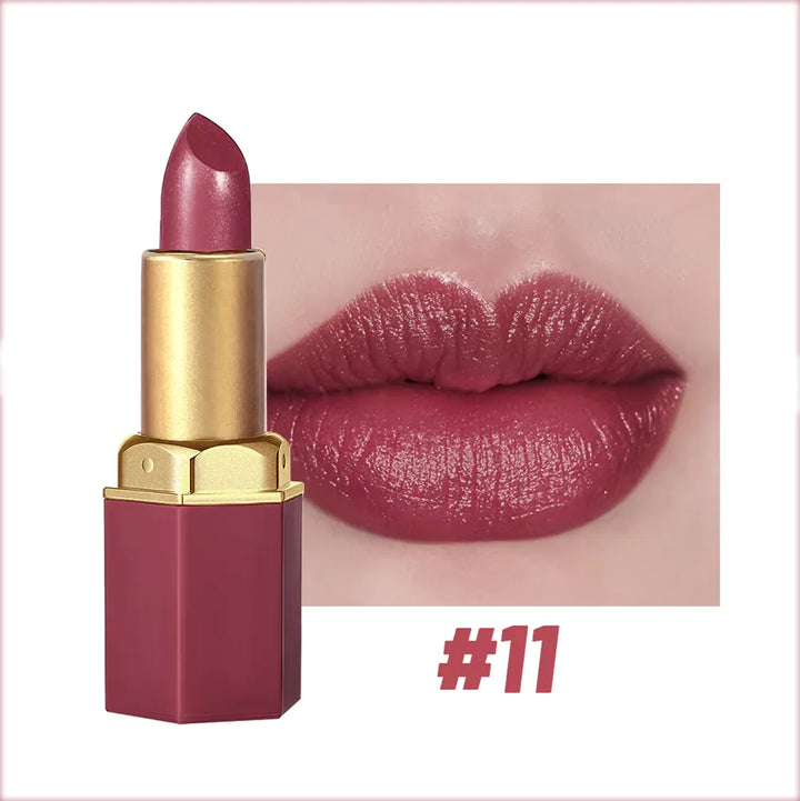 Gold Bar Lipstick lifestyle – mirror application, clean beauty look