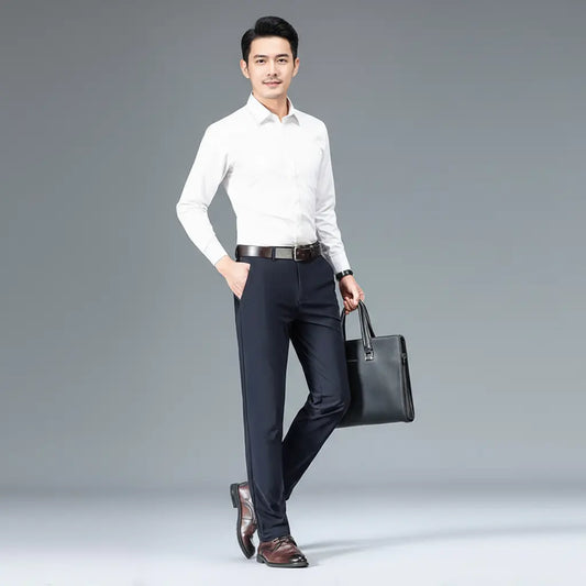 Gray Men's High Elastic Jinammonia Ice Silk Casual Pants – Micro-Elastic Fit That Moves With You