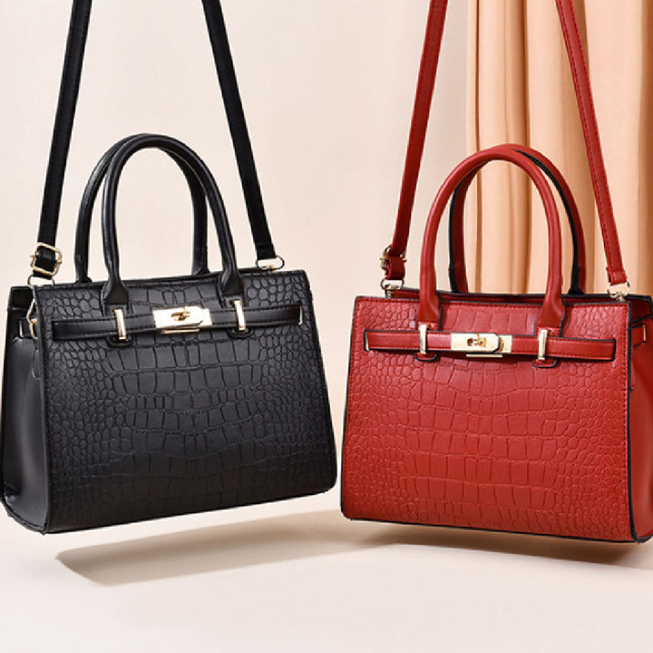 Gray Women's Large Capacity Shoulder Bag Featuring Blue Scarf Accent – Neutral Tote for Effortless Chic