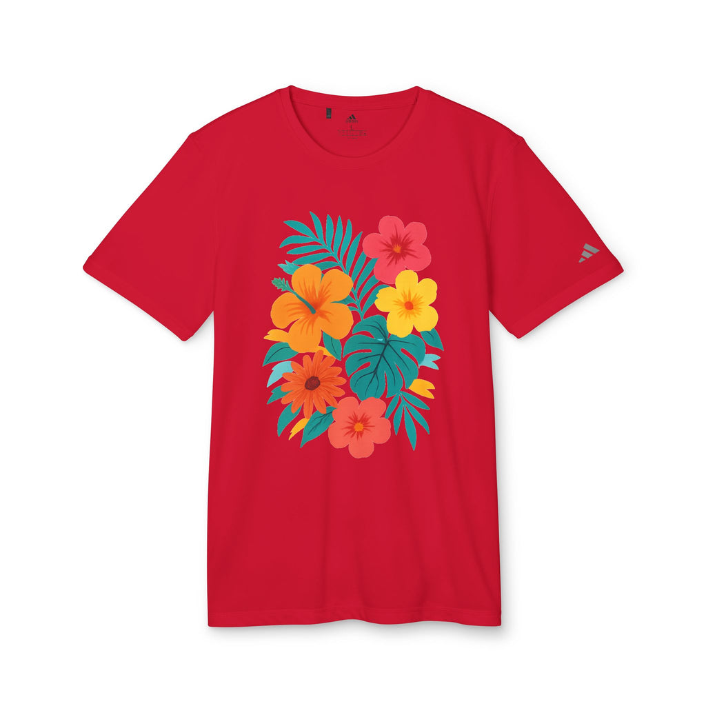 Gym selfie in the Tropical Floral Sport T-shirt bold floral print, relaxed fit.