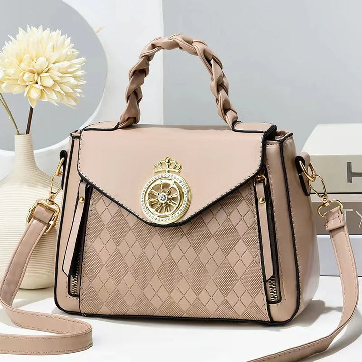 Green PU handbag with one shoulder strap and zipper closure shown in a detailed product view for casual outfits online style.