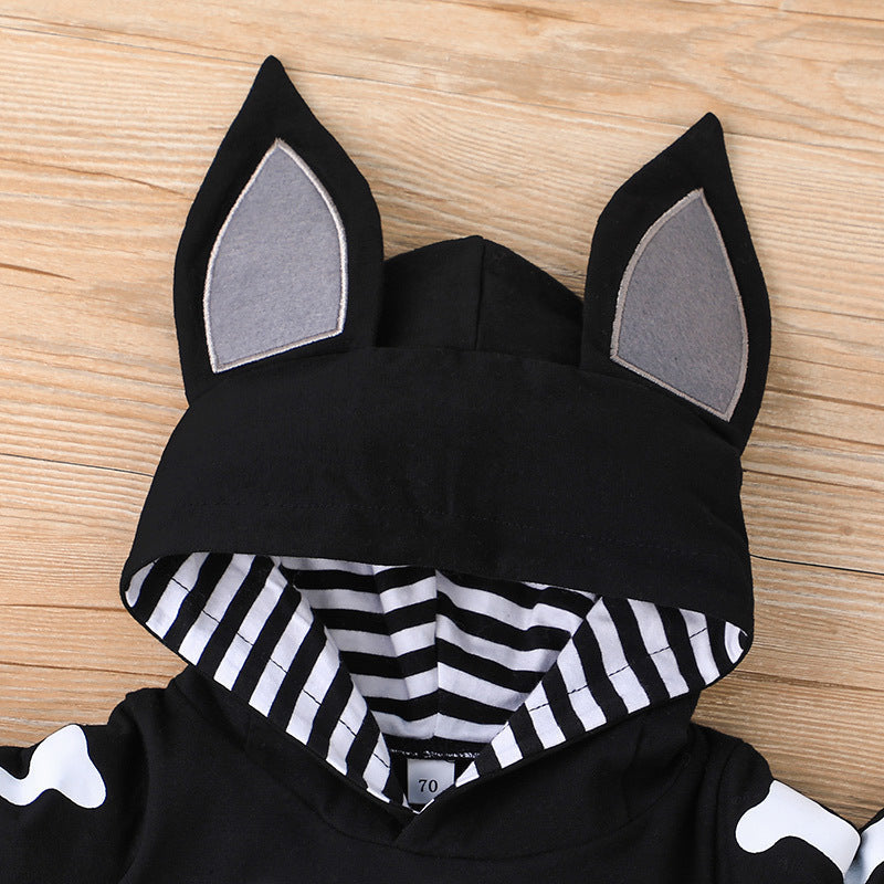 Halloween Bat Baby Romper – Cozy spring–autumn cotton knit