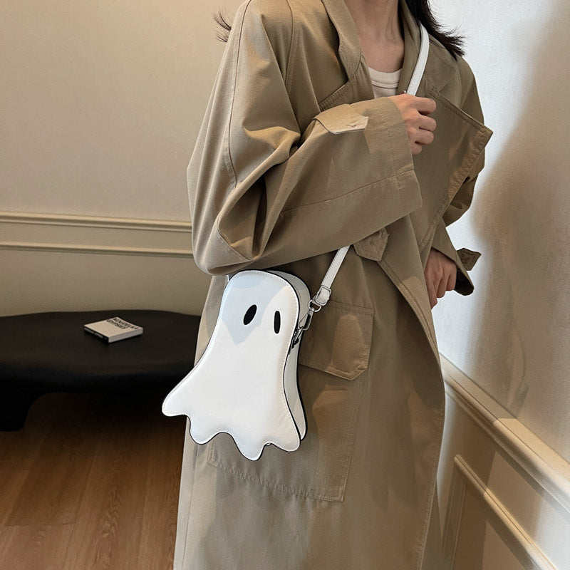 Halloween Ghost Messenger Bag at night – reflective shine party ready