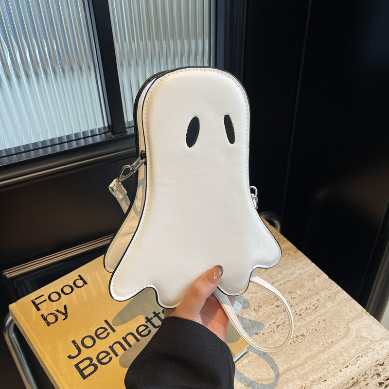 Halloween Ghost Messenger Bag size reference – fits phone, wallet, keys