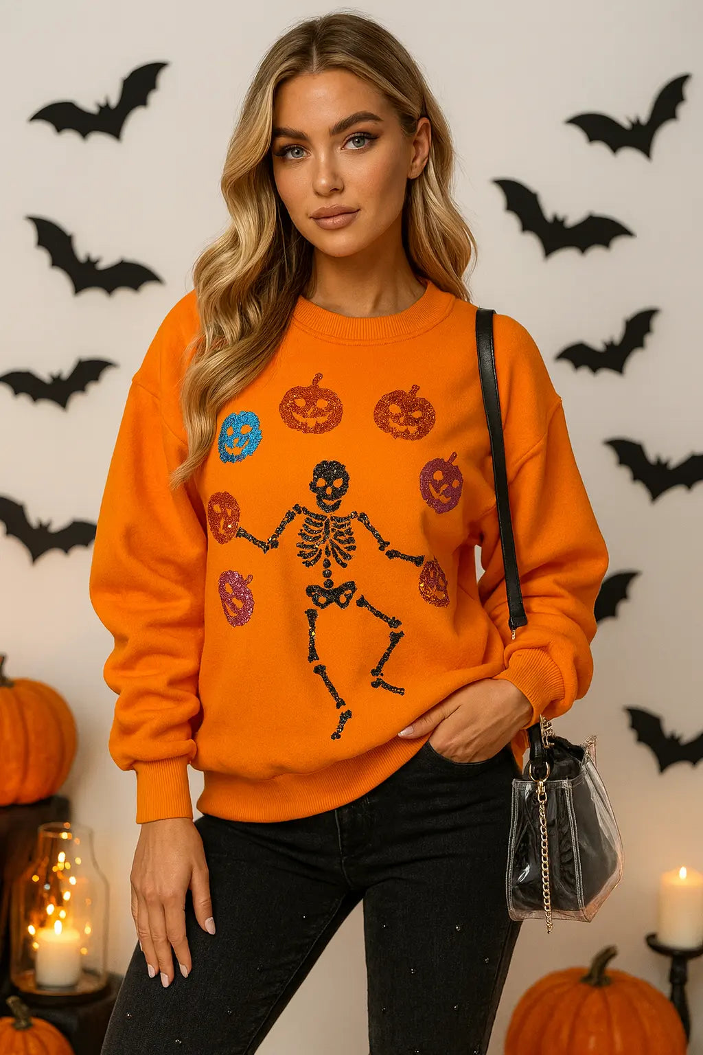 Halloween Skeleton Pumpkin Sweatshirt – Fall & Holiday Fashion