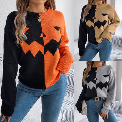 Halloween pumpkin sweater lifestyle – pumpkin patch outfit, warm pullover