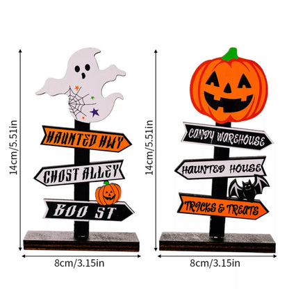 Hand-feel Wood Grain Halloween Wooden Signpost Ornaments
