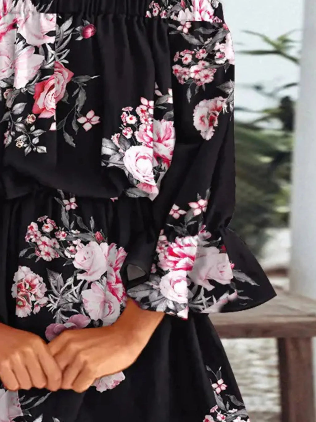 Hanging on a rustic door: appreciate the flounce sleeve silhouette.

