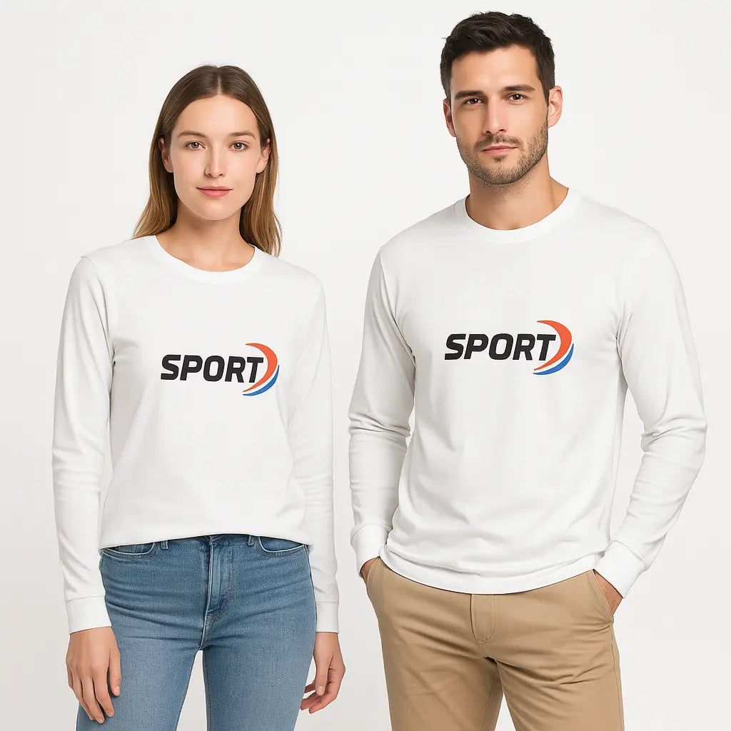 Heather color variation of the Unisex Long Sleeve Tee on a minimalist backdrop.

