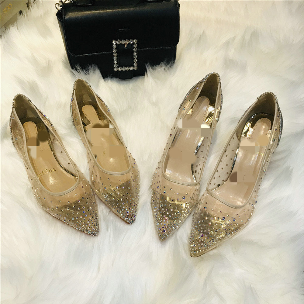 Heel focus on rhinestone mesh heels – stable slope heel, rhinestone mesh heels comfort view