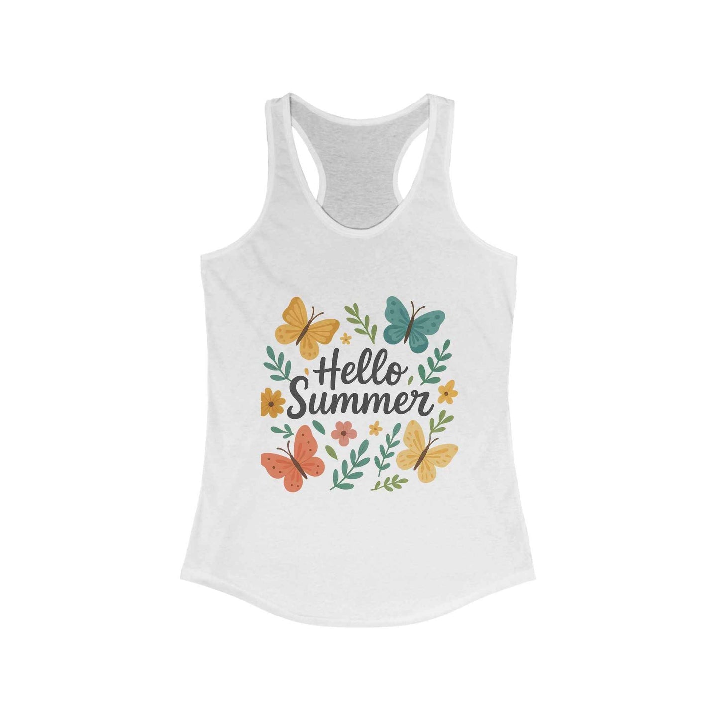 Hello Summer Tank Top - Lightweight Butterfly Racerback