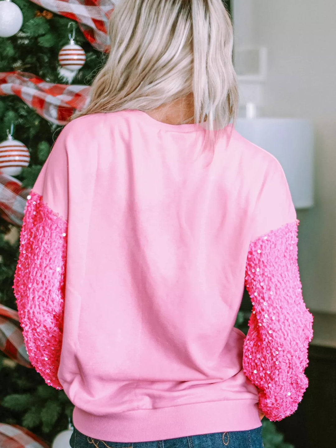 Holly Jolly Sequin Top fabric – soft stretch knit for cozy comfort