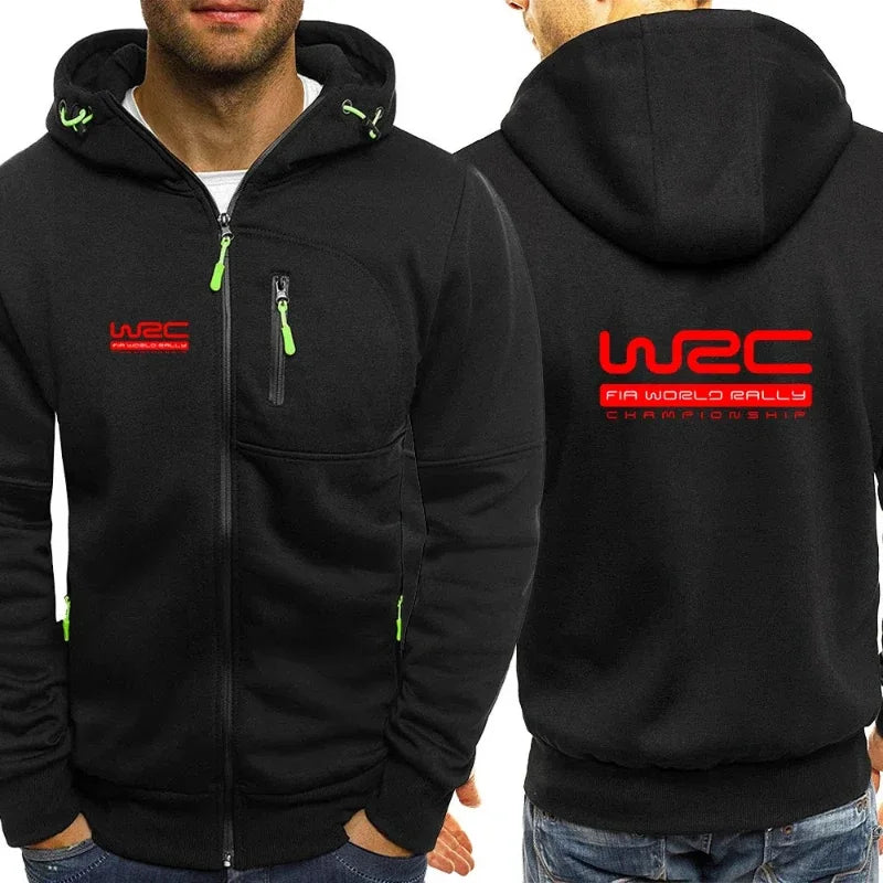 Hooded Collar Shot of Men's WRC Hoodie for Winter Comfort and Style