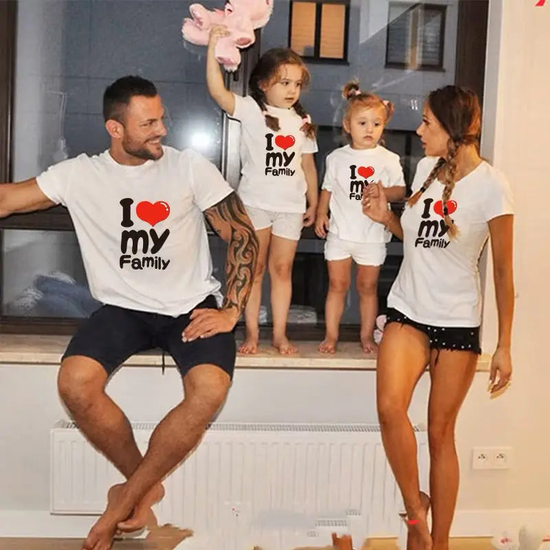 I Love My Family T-shirt – matching summer tees for Mom, Dad & kids