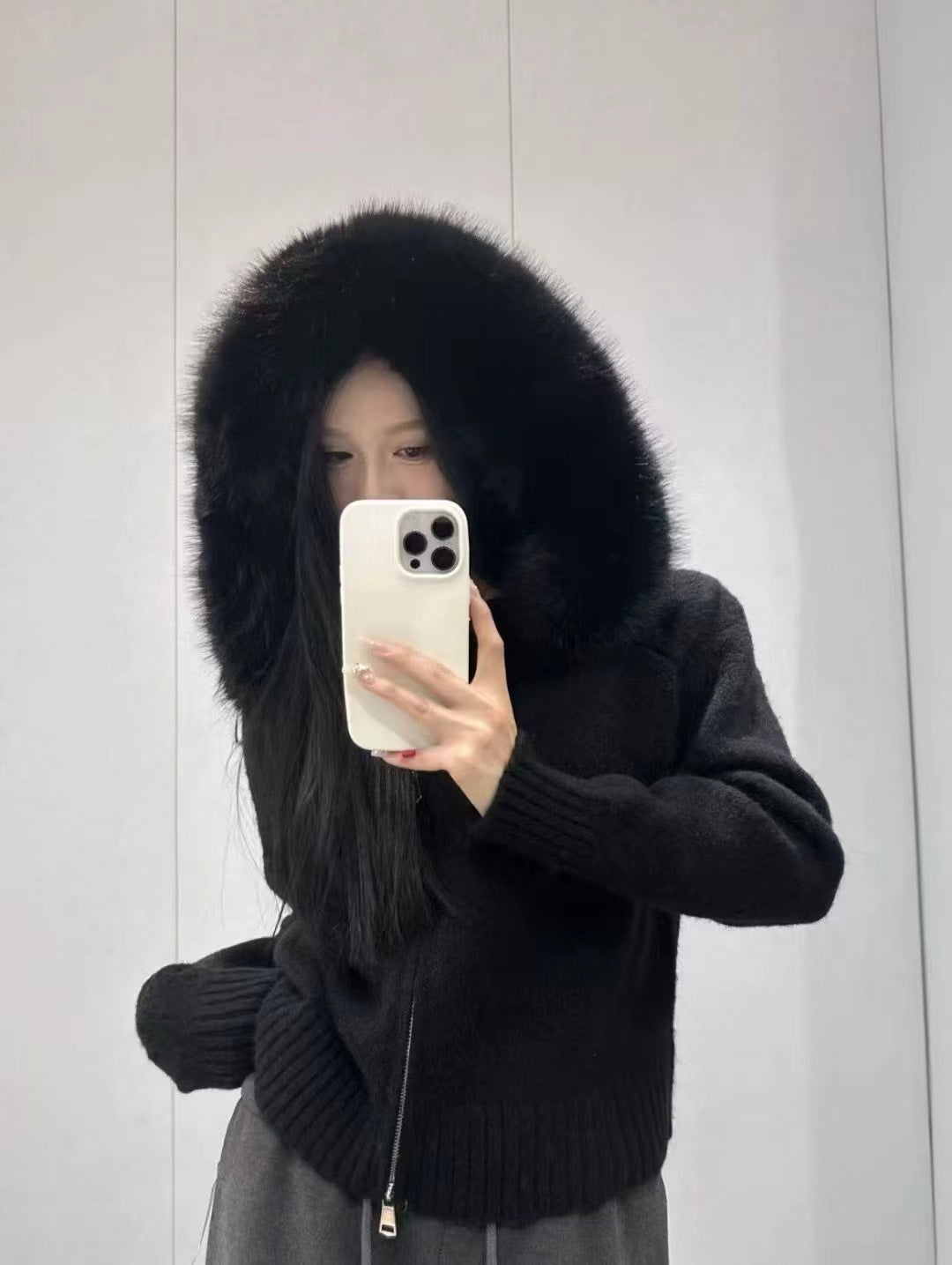 Imitation Fox Fur Collar Sweater – polished winter knit in four wearable colors