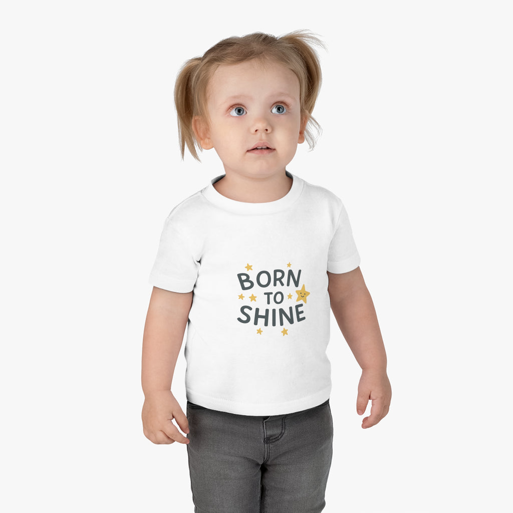 Soft cotton baby tee folded to show front design

