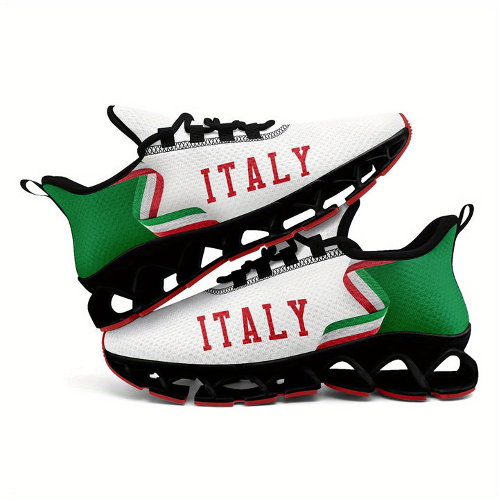 Italy Flag Sneakers – bold ITALY heel branding with tricolor striping