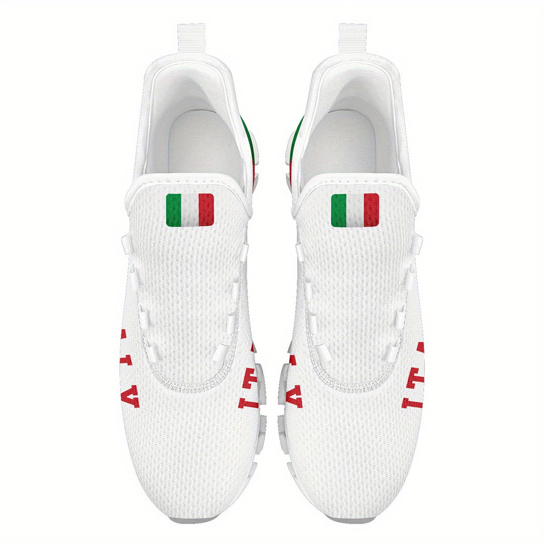 Italy Flag Sneakers – low-top lace-up on-foot city walking scene