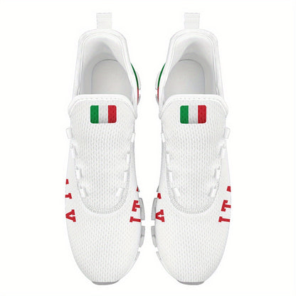 Italy Flag Sneakers – low-top lace-up on-foot city walking scene
