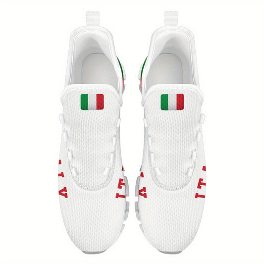 Italy Flag Sneakers – low-top lace-up on-foot city walking scene