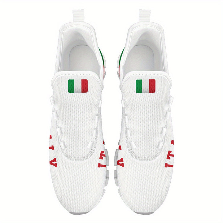 Italy Flag Sneakers – low-top lace-up on-foot city walking scene