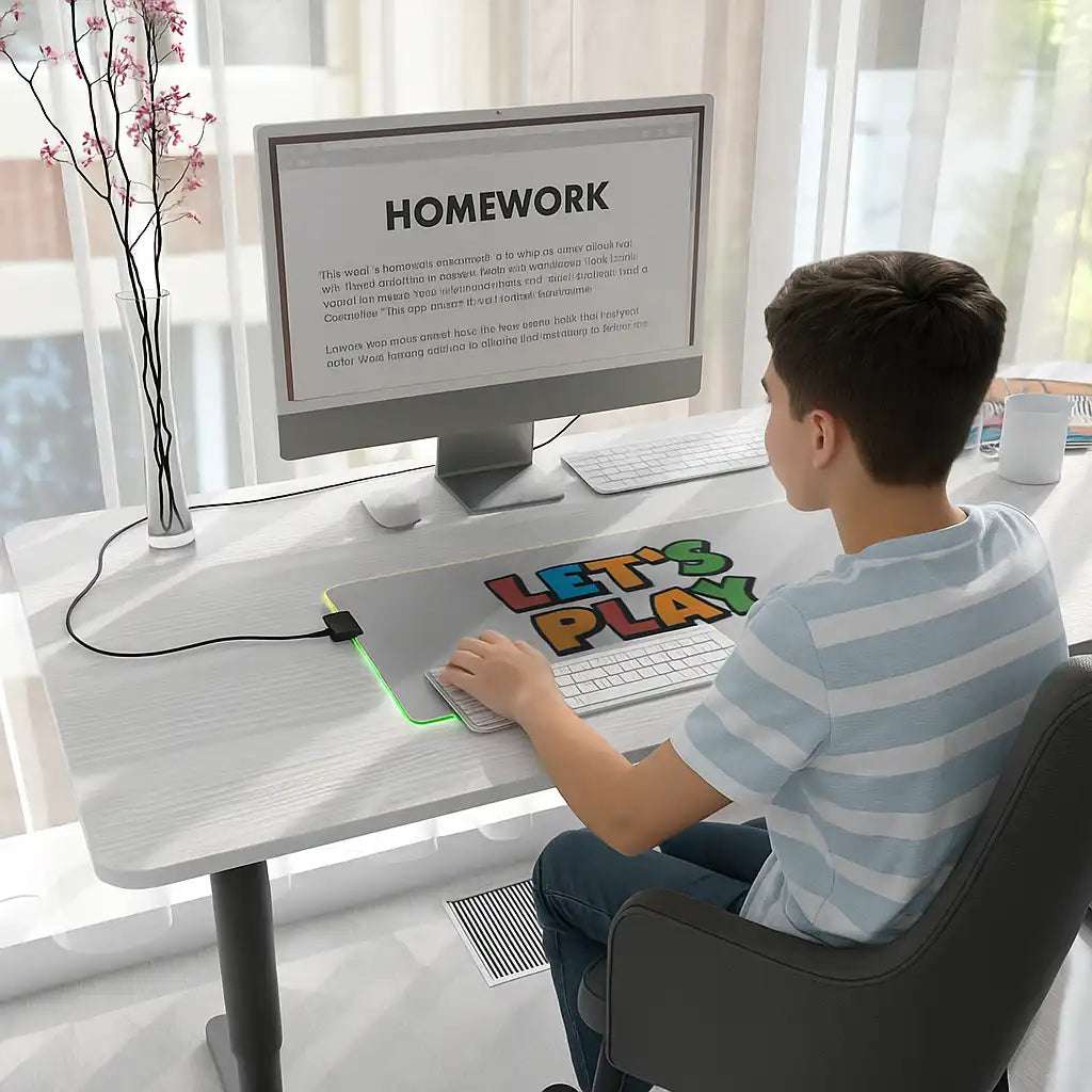 Light-up LED Gaming Mouse Pad enhancing a vibrant gaming desk

