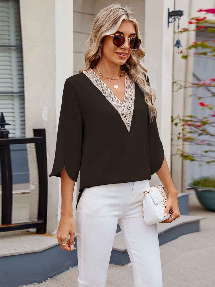 Elegant Lace V-Neck Blouse for Women