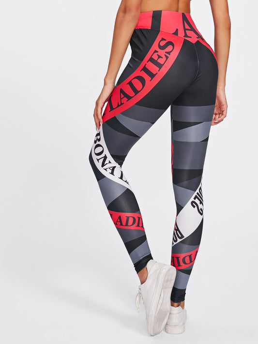 Letter Pattern Yoga Leggings – Gym to Street Style

