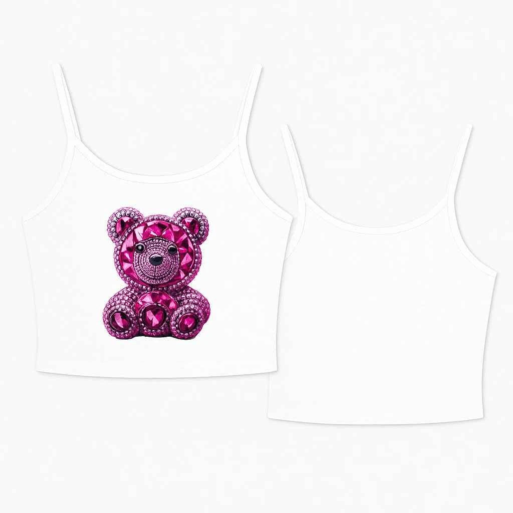 Sparkly Bear Spaghetti Strap Tank – Cute Summer Gift