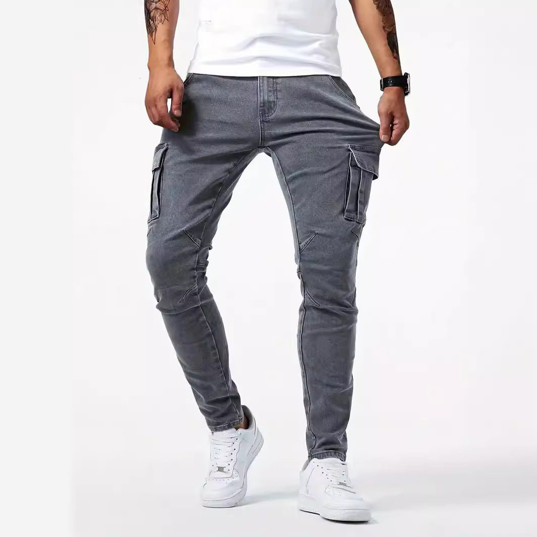 Light Blue Option: Trendy Men's Casual Cargo Pants with British-Inspired Design
