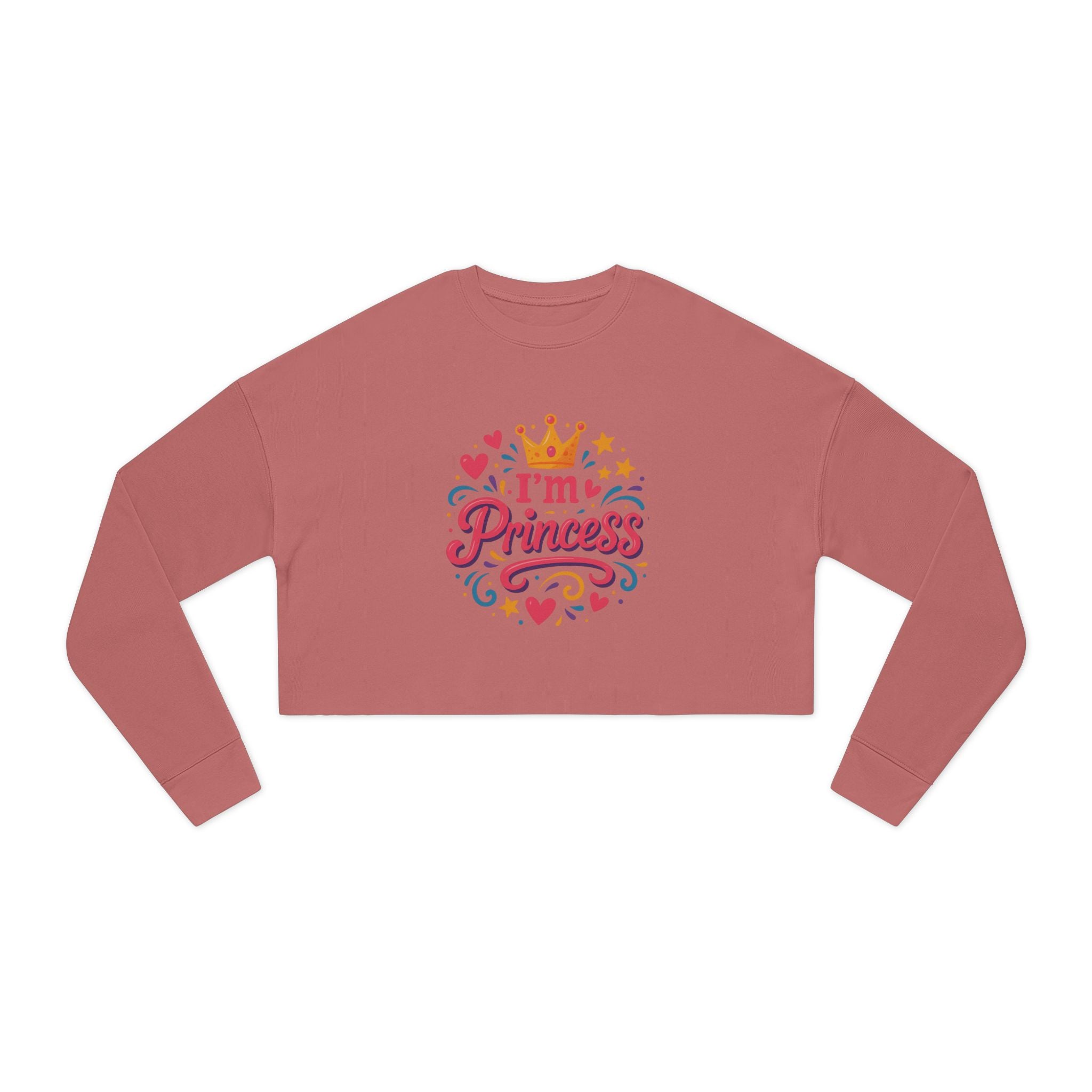 Meticulously designed cropped sweatshirt worn with a gold pendant and denim

