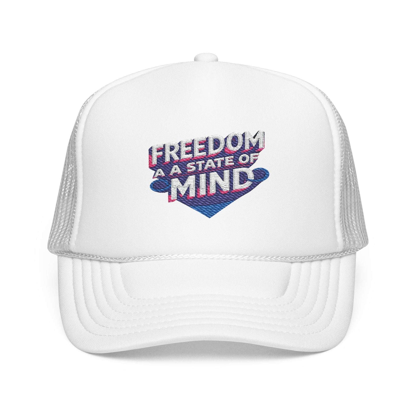 White Freedom Foam Trucker Hat with mesh back