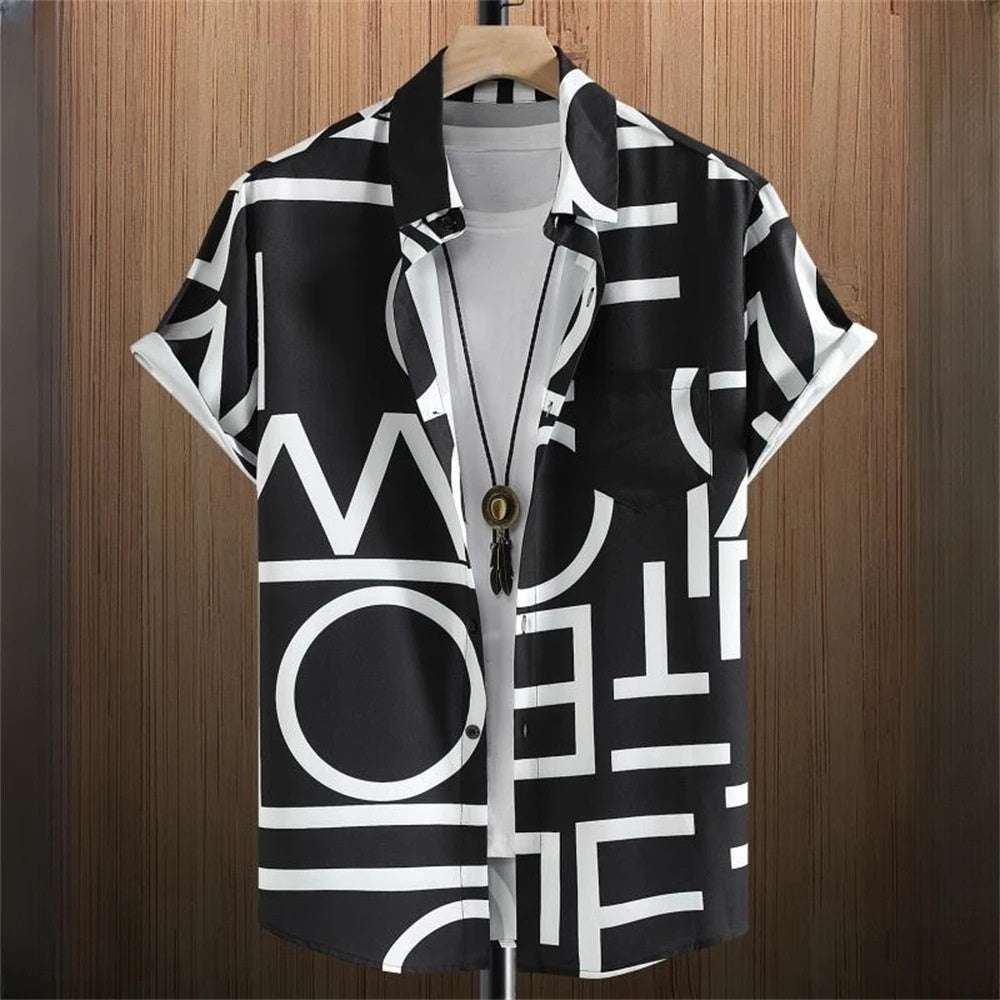 Fashion-forward men's shirt with short sleeves and camo

