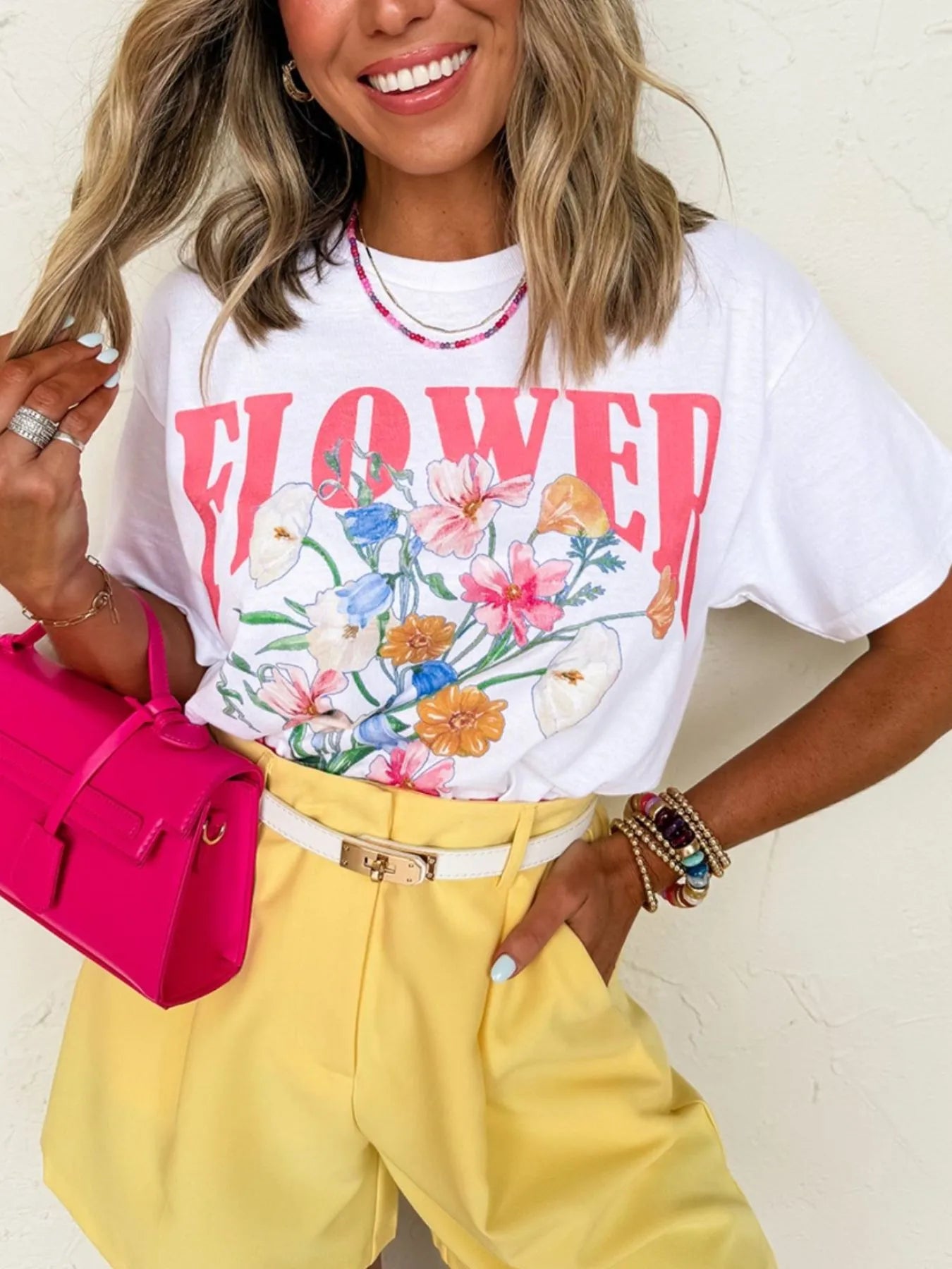 Lightweight Flower Market T-Shirt - 95% cotton, 5% elastane blend