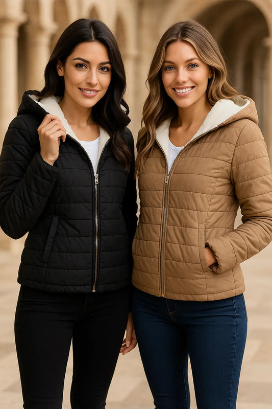 Lightweight women’s padded coat – black short street-style winter fashion